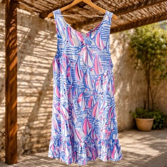 Lilly Pulitzer Kristen Flounce Dress Womens L Red Right Return NWT - Picture 4 of 10